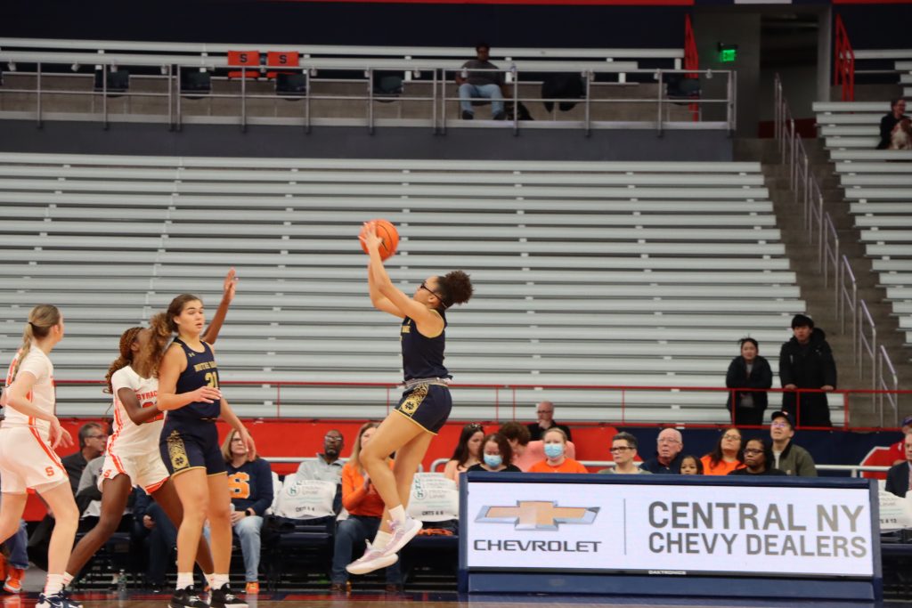 #5 Miles takes a Mid-range jumper en route to her 23 points against Syracuse at JMA Wireless Dome on Jan. 15th