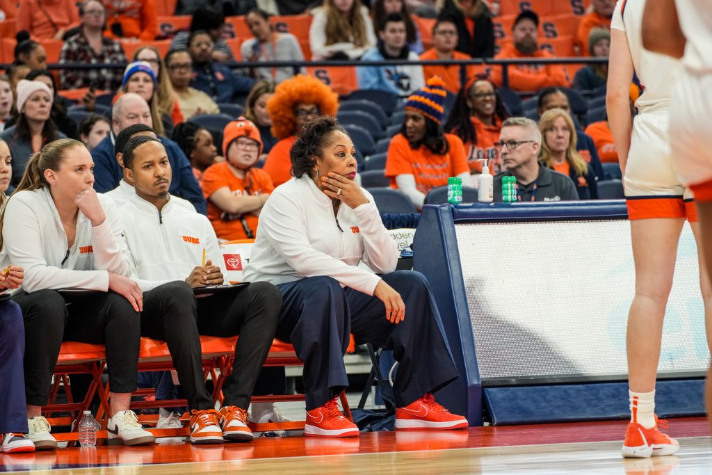 Head Coach Felisha Leggette-Jack and her coaching staff visibly frustrated in the first quarter. 