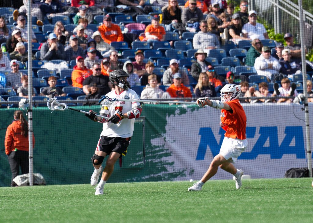 Eric Spanos #7 with a 4 goal game leads Maryland to the victory. 