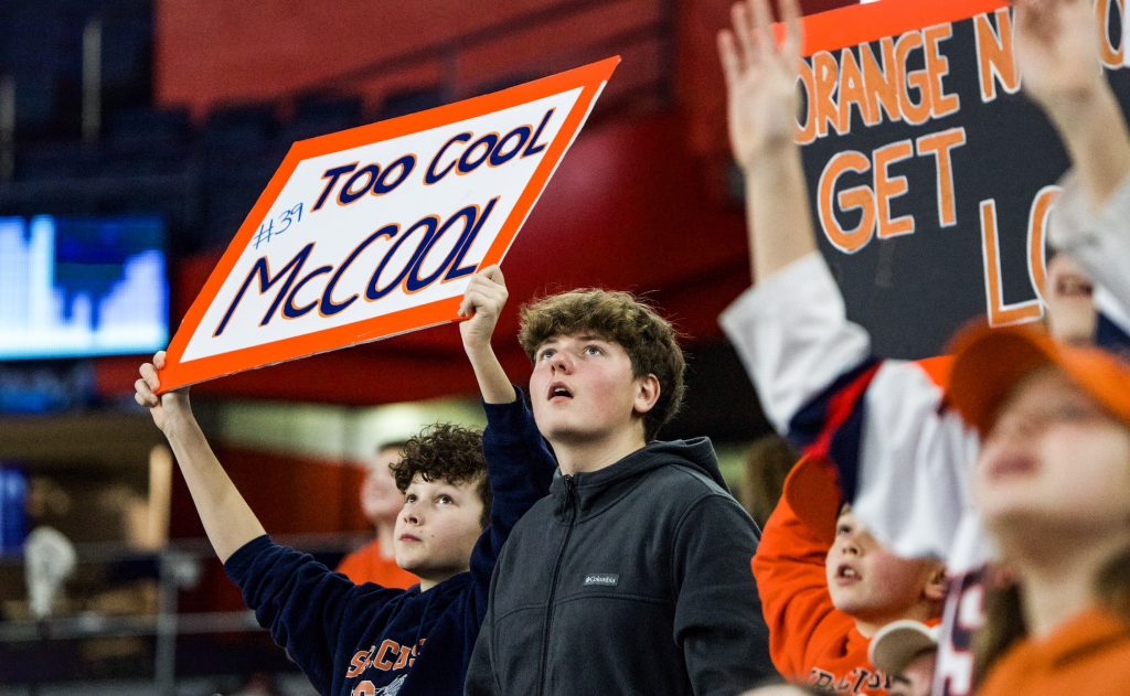 Syracuse fans in attendance cheering during Fridays 11-9 win over No. 1 Maryland